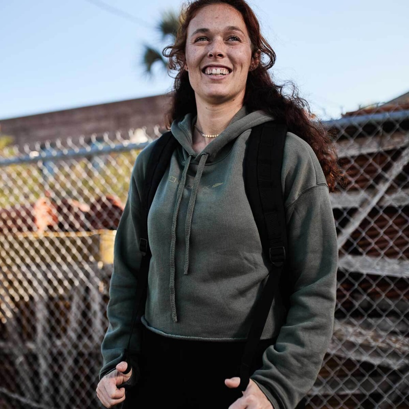 Hoodie Goruck Cropped Women Green | FR-927486HDR