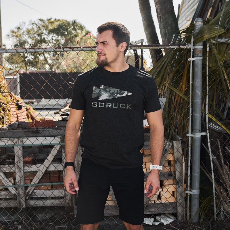 T-Shirt Goruck Woodland Camo Men Black | FR-057634XGK