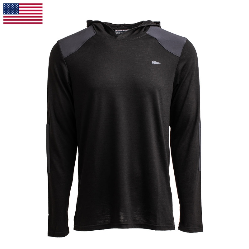 Tops Goruck 24.7 Merino Wool Hoodie Men Black | FR-962730EXT