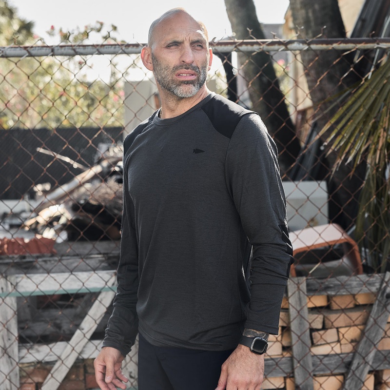 Tops Goruck 24.7 Merino Wool Long Sleeve Tee Men Black | FR-084351CJG