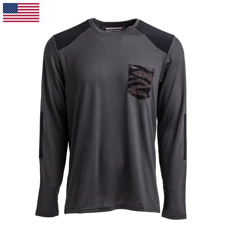 Tops Goruck 24.7 Merino Wool Long Sleeve Tee Men Black | FR-084351CJG