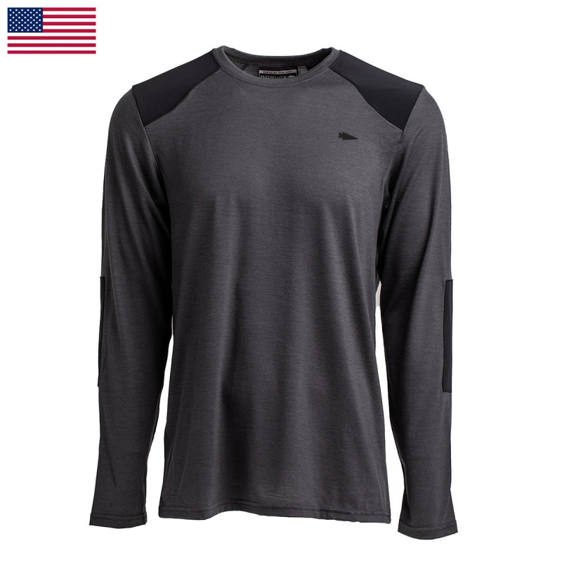 Tops Goruck 24.7 Merino Wool Long Sleeve Tee Men Black | FR-084351CJG