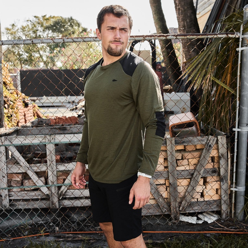 Tops Goruck 24.7 Merino Wool Long Sleeve Tee Men Green | FR-803261NFP