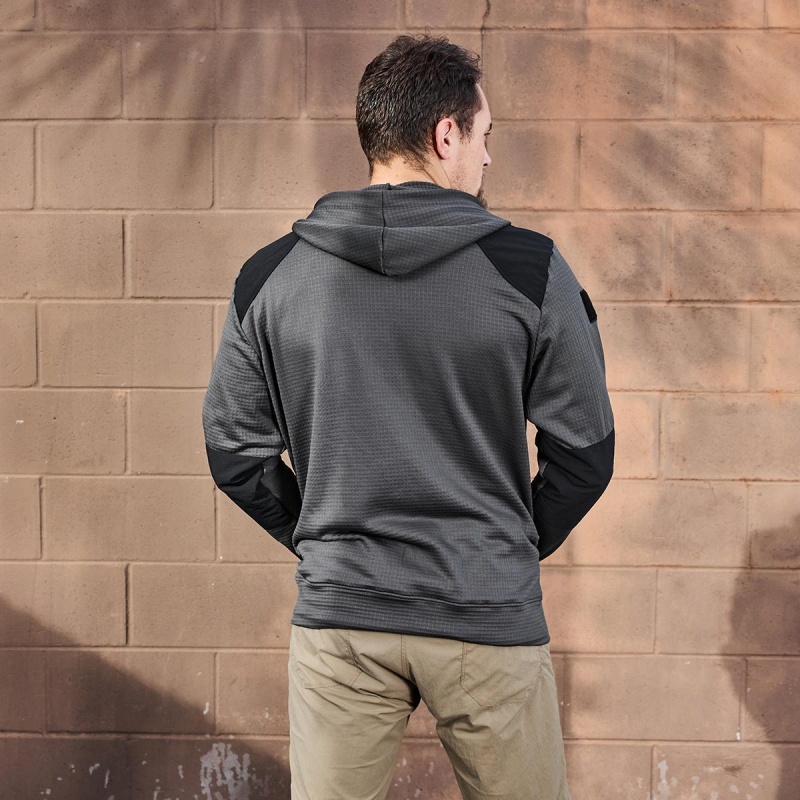 Tops Goruck Indestructible Grid Fleece Full Zip Men Grey / Black | FR-165243NCI