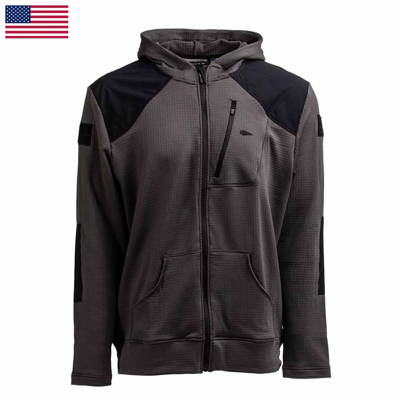 Tops Goruck Indestructible Grid Fleece Full Zip Men Grey / Black | FR-165243NCI