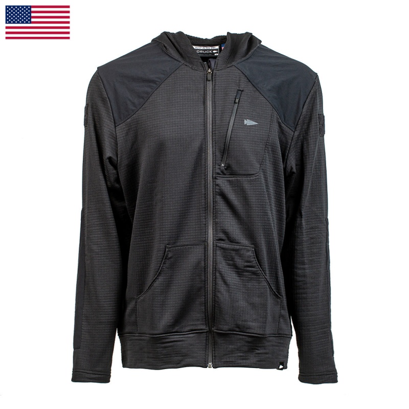 Tops Goruck Indestructible Grid Fleece Full Zip Men Black / Black | FR-659083EPG