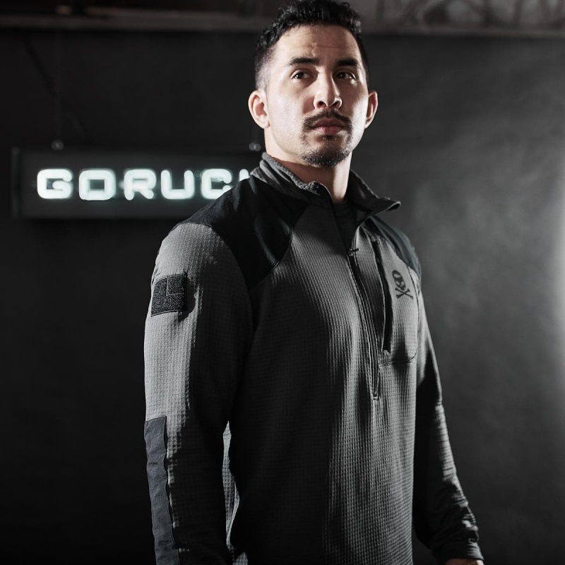 Tops Goruck Indestructible Grid Fleece Half Zip Men Grey | FR-910375ONH